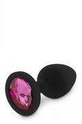 Plug Anale Nero con Gemma Rosa Small