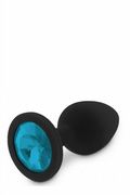 Plug Anale Nero con Gemma Blu Small