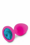 Plug Anale Rosa con Gemma Blu Medium